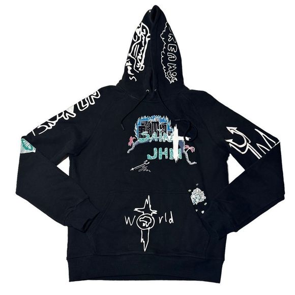 Black Graphic Hoodie and Shorts Set - Picture 2 of 6